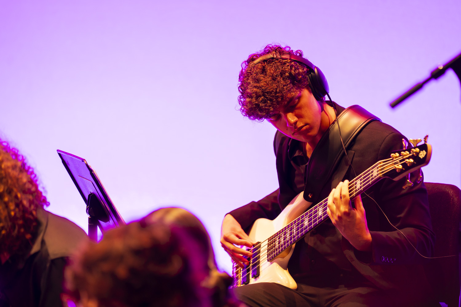 NXT bassist Noah Orlowsky performing on electric bass