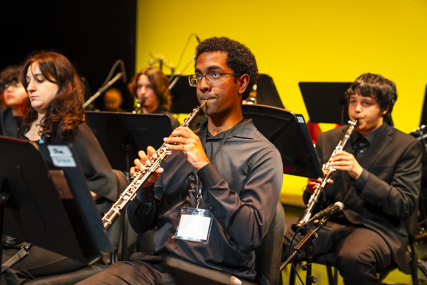 NXT oboist Vincent Castillo performing on stage