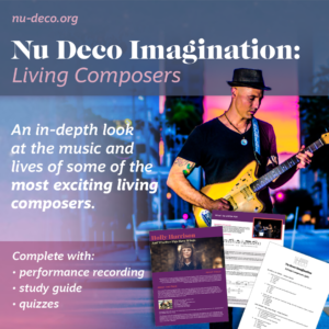 Living Composers Flyer | Nu Deco Ensemble - A virtuosic and eclectic orchestra that creates genre-bending and collaborative musical experiences